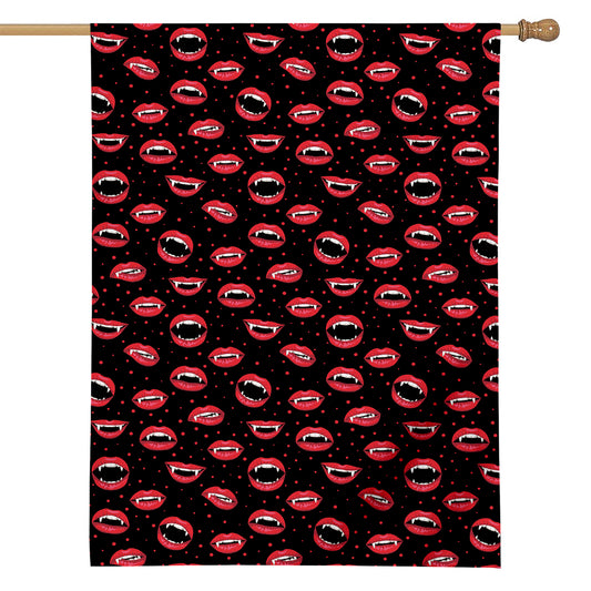 Red Halloween Vampire Lips Pattern Print House Flag