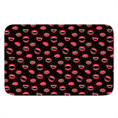 Red Halloween Vampire Lips Pattern Print Indoor Door Mat