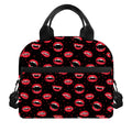 Red Halloween Vampire Lips Pattern Print Insulated Lunch Bag