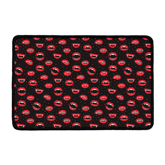 Red Halloween Vampire Lips Pattern Print Kitchen Mat