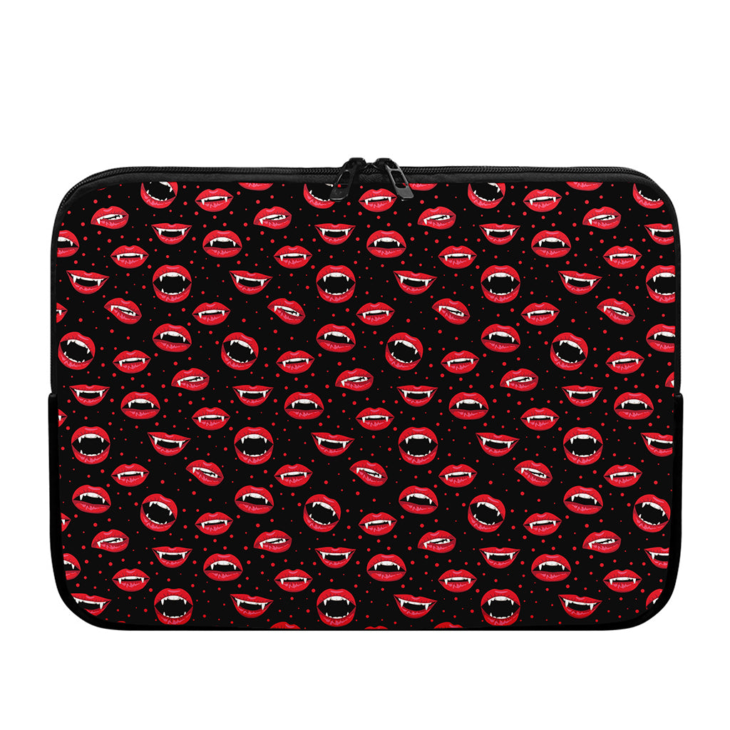 Red Halloween Vampire Lips Pattern Print Laptop Sleeve