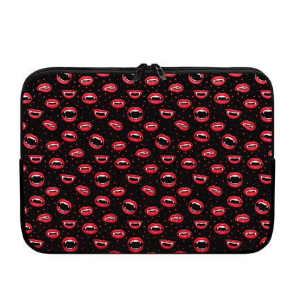 Red Halloween Vampire Lips Pattern Print Laptop Sleeve