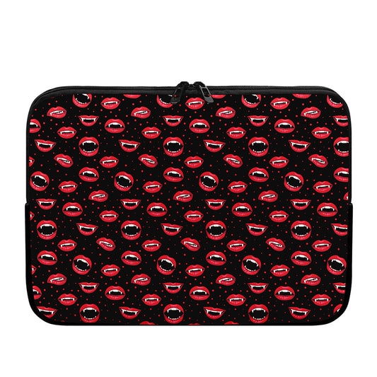 Red Halloween Vampire Lips Pattern Print Laptop Sleeve