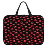 Red Halloween Vampire Lips Pattern Print Laptop Sleeve With Handle