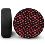 Red Halloween Vampire Lips Pattern Print Leather Spare Tire Cover