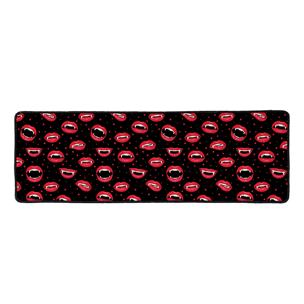 Red Halloween Vampire Lips Pattern Print Long Kitchen Mat