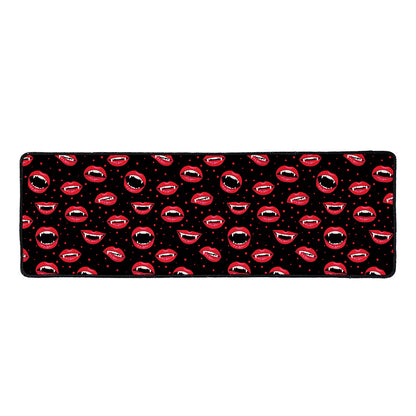 Red Halloween Vampire Lips Pattern Print Long Kitchen Mat