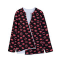 Red Halloween Vampire Lips Pattern Print Long Sleeve Short Coat
