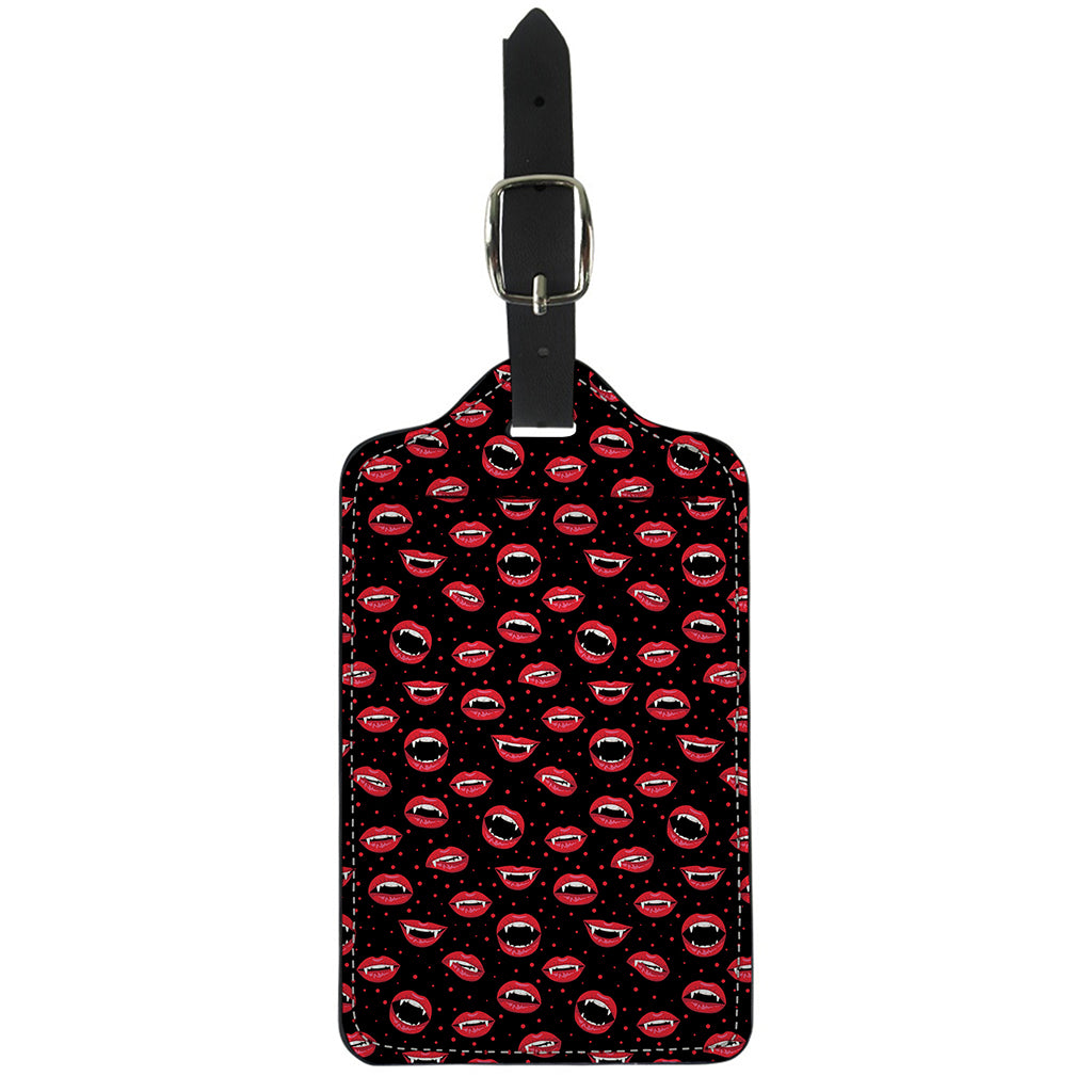 Red Halloween Vampire Lips Pattern Print Luggage Tag