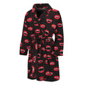 Red Halloween Vampire Lips Pattern Print Men's Bathrobe