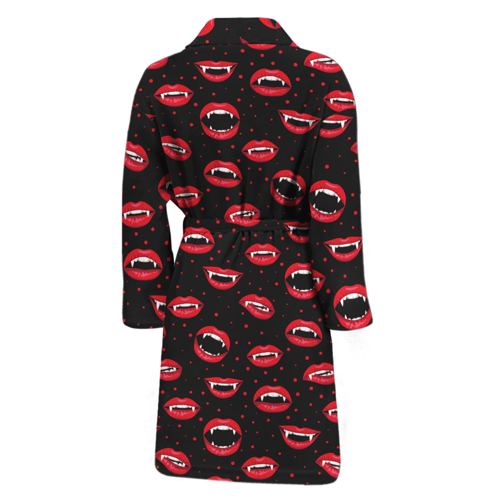 Red Halloween Vampire Lips Pattern Print Men's Bathrobe