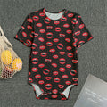 Red Halloween Vampire Lips Pattern Print Men's Bodysuit