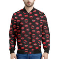 Red Halloween Vampire Lips Pattern Print Men's Bomber Jacket