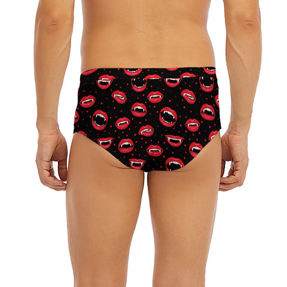 Red Halloween Vampire Lips Pattern Print Men's Briefs