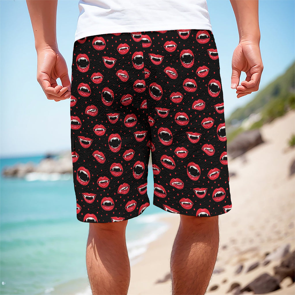 Red Halloween Vampire Lips Pattern Print Men's Cargo Shorts