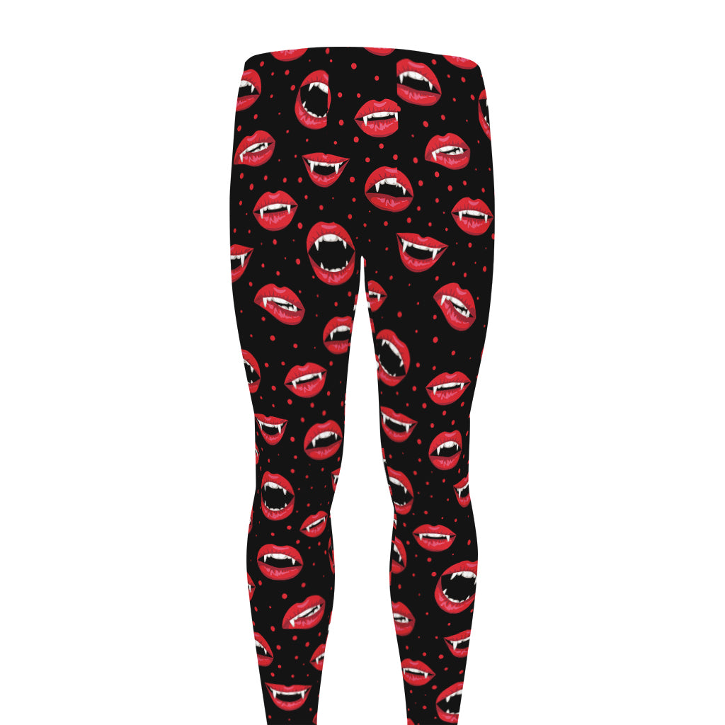 Red Halloween Vampire Lips Pattern Print Men's leggings