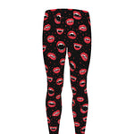 Red Halloween Vampire Lips Pattern Print Men's leggings