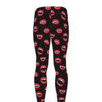 Red Halloween Vampire Lips Pattern Print Men's leggings
