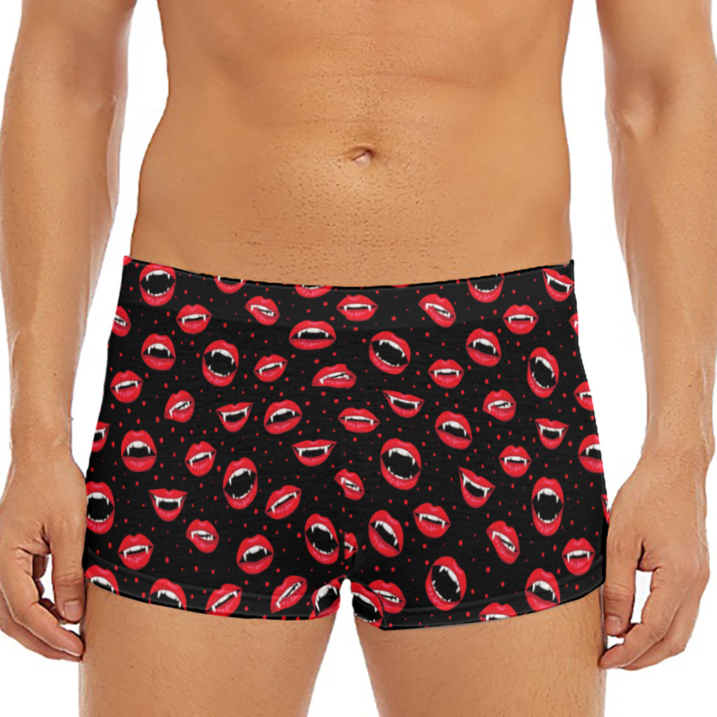 Red Halloween Vampire Lips Pattern Print Men's Short Boxer Briefs