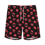 Red Halloween Vampire Lips Pattern Print Men's Sports Shorts