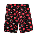 Red Halloween Vampire Lips Pattern Print Men's Sports Shorts