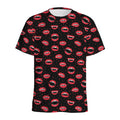 Red Halloween Vampire Lips Pattern Print Men's Athletic T-Shirt