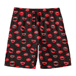 Red Halloween Vampire Lips Pattern Print Men's Swim Trunks