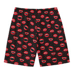 Red Halloween Vampire Lips Pattern Print Men's Swim Trunks