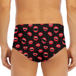 Red Halloween Vampire Lips Pattern Print Men's Triangle Swim Briefs