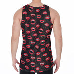 Red Halloween Vampire Lips Pattern Print Men's Velvet Tank Top