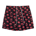 Red Halloween Vampire Lips Pattern Print Mesh Shorts
