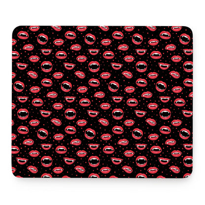 Red Halloween Vampire Lips Pattern Print Mouse Pad