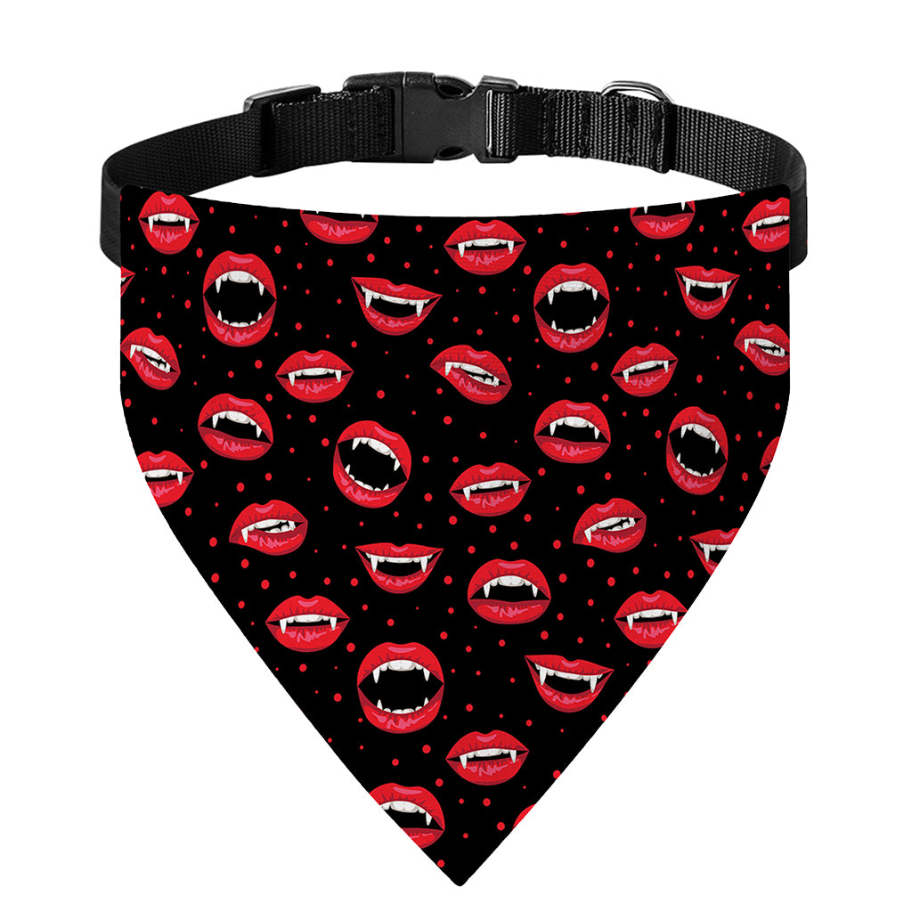 Red Halloween Vampire Lips Pattern Print Over The Collar Dog Bandana