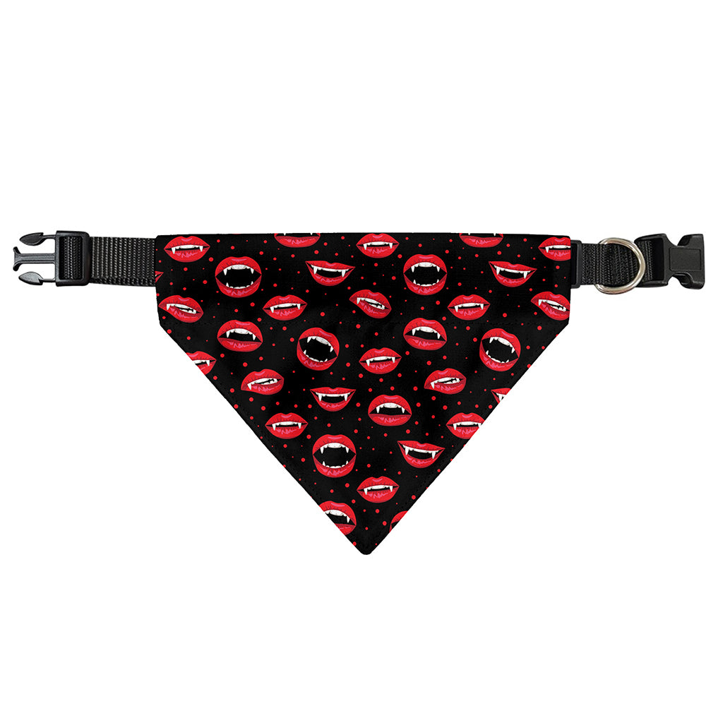Red Halloween Vampire Lips Pattern Print Over The Collar Dog Bandana