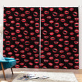 Red Halloween Vampire Lips Pattern Print Pencil Pleat Curtains