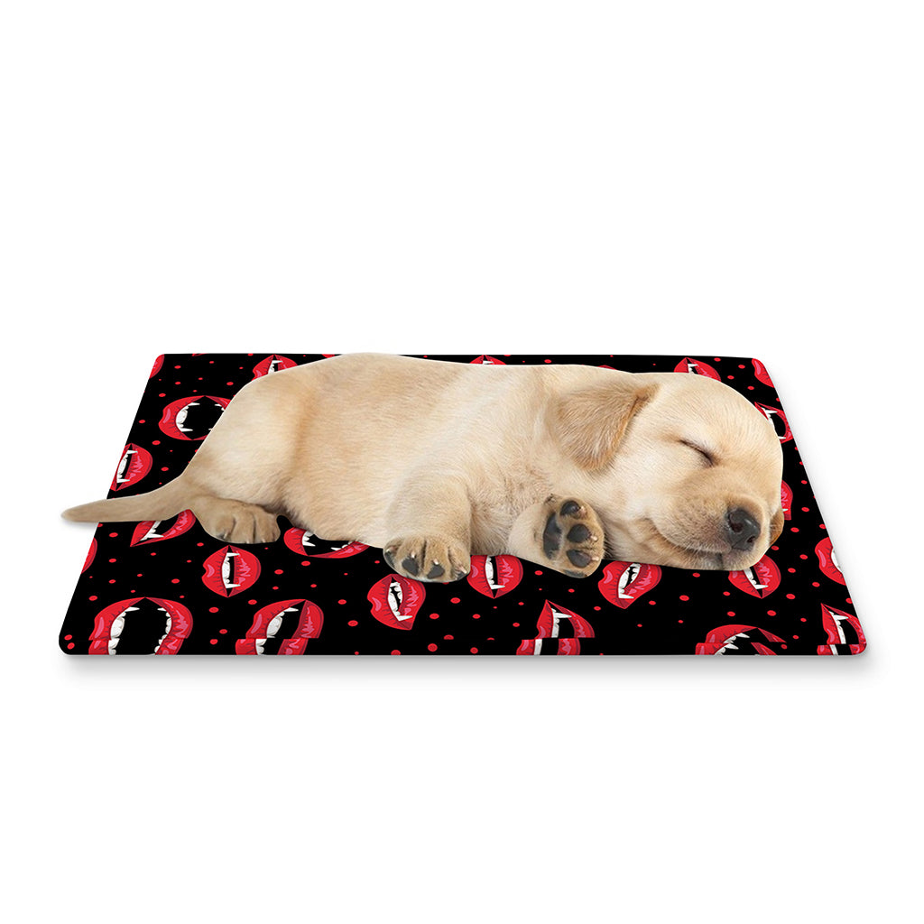Red Halloween Vampire Lips Pattern Print Pet Cooling Mat Cover