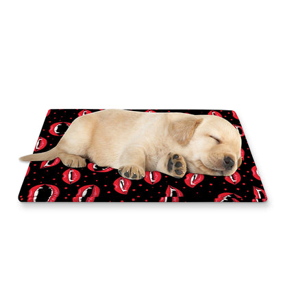 Red Halloween Vampire Lips Pattern Print Pet Cooling Mat Cover