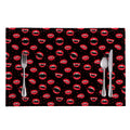Red Halloween Vampire Lips Pattern Print Placemat