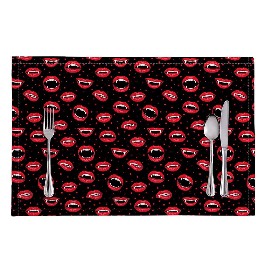 Red Halloween Vampire Lips Pattern Print Placemat