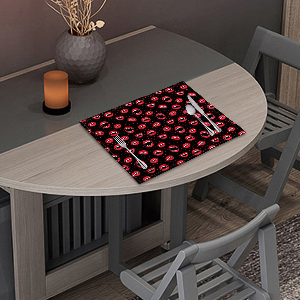 Red Halloween Vampire Lips Pattern Print Placemat