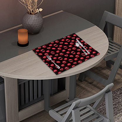 Red Halloween Vampire Lips Pattern Print Placemat