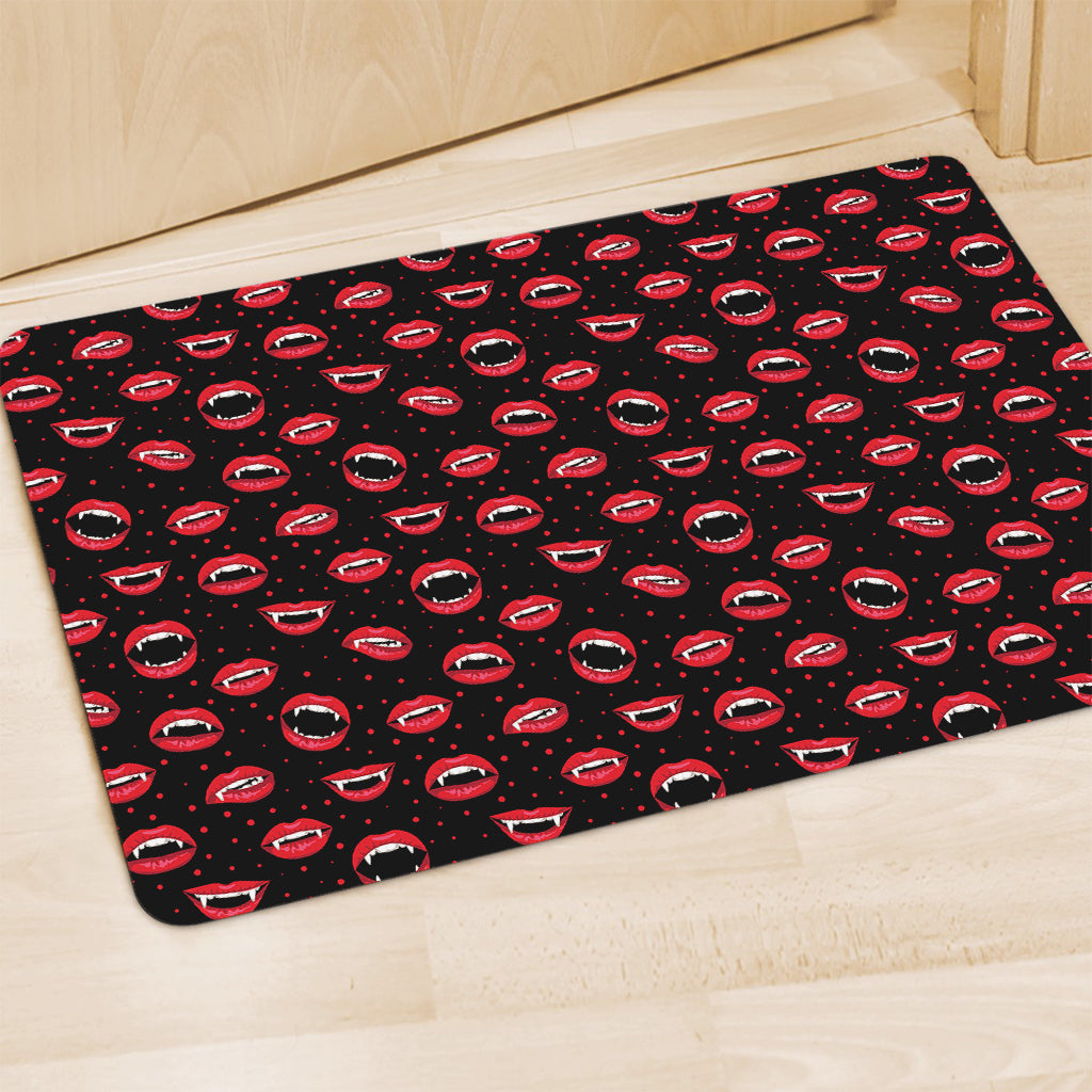 Red Halloween Vampire Lips Pattern Print Polyester Doormat