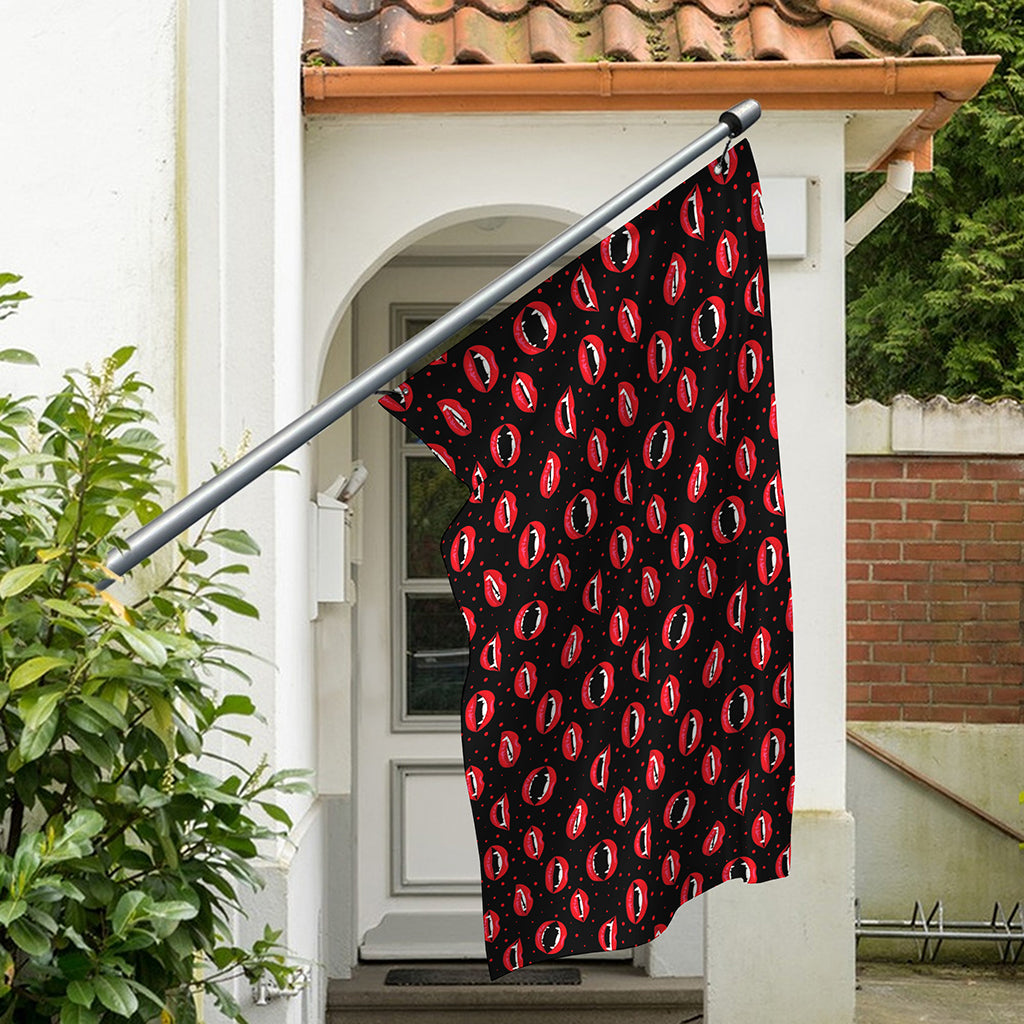 Red Halloween Vampire Lips Pattern Print Polyester Flag
