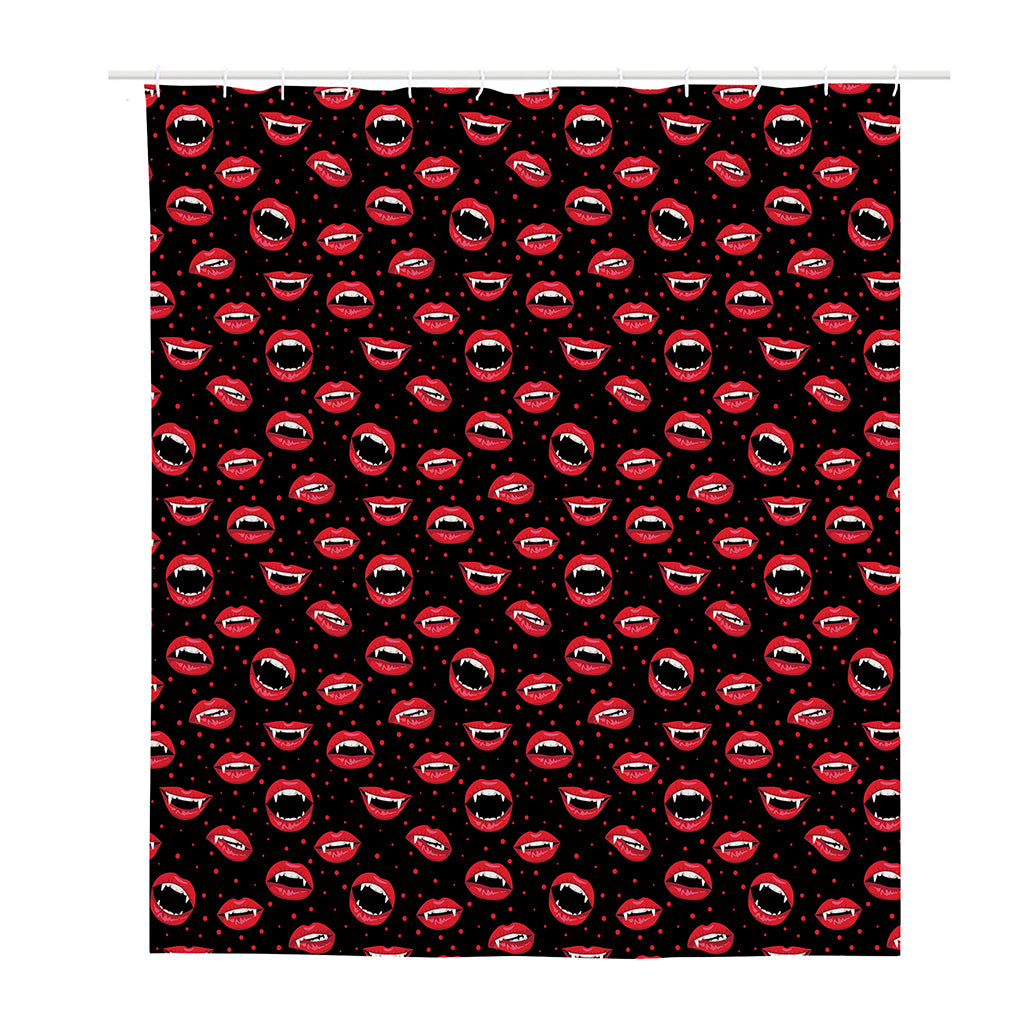 Red Halloween Vampire Lips Pattern Print Polyester Shower Curtain