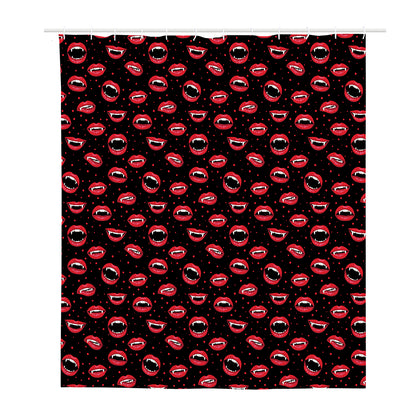 Red Halloween Vampire Lips Pattern Print Polyester Shower Curtain