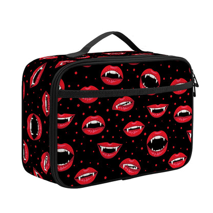 Red Halloween Vampire Lips Pattern Print Portable Lunch Bag