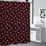 Red Halloween Vampire Lips Pattern Print Premium Shower Curtain