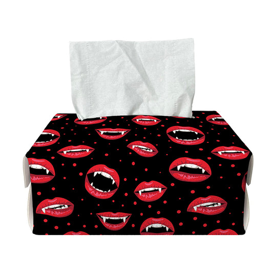 Red Halloween Vampire Lips Pattern Print Rectangle Tissue Box Cover