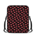 Red Halloween Vampire Lips Pattern Print Rectangular Crossbody Bag