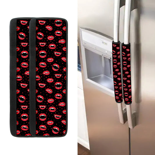 Red Halloween Vampire Lips Pattern Print Refrigerator Handle Covers